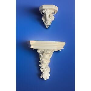 Set of 2 Baroque White Wall Sconces Shelf Wall Art
